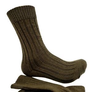 Soft Ribbed 82% Cashmere Ankle Socks Size 9-11 Warm Cozy Garnet Hill Olive Green
